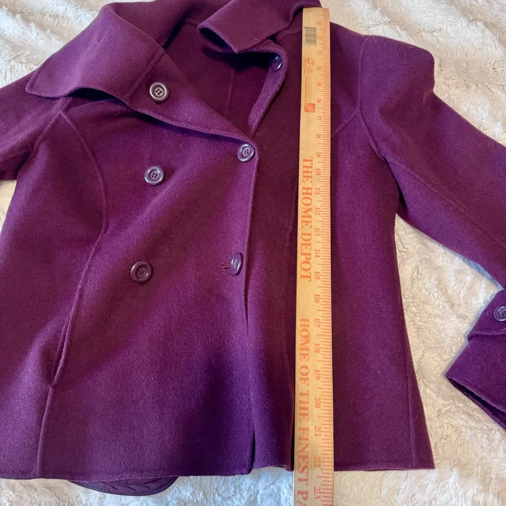 Vintage Cambridge Dry Goods Plum Wool Peacoat Shawl Collar Double Breasted small - Picture 2 of 6